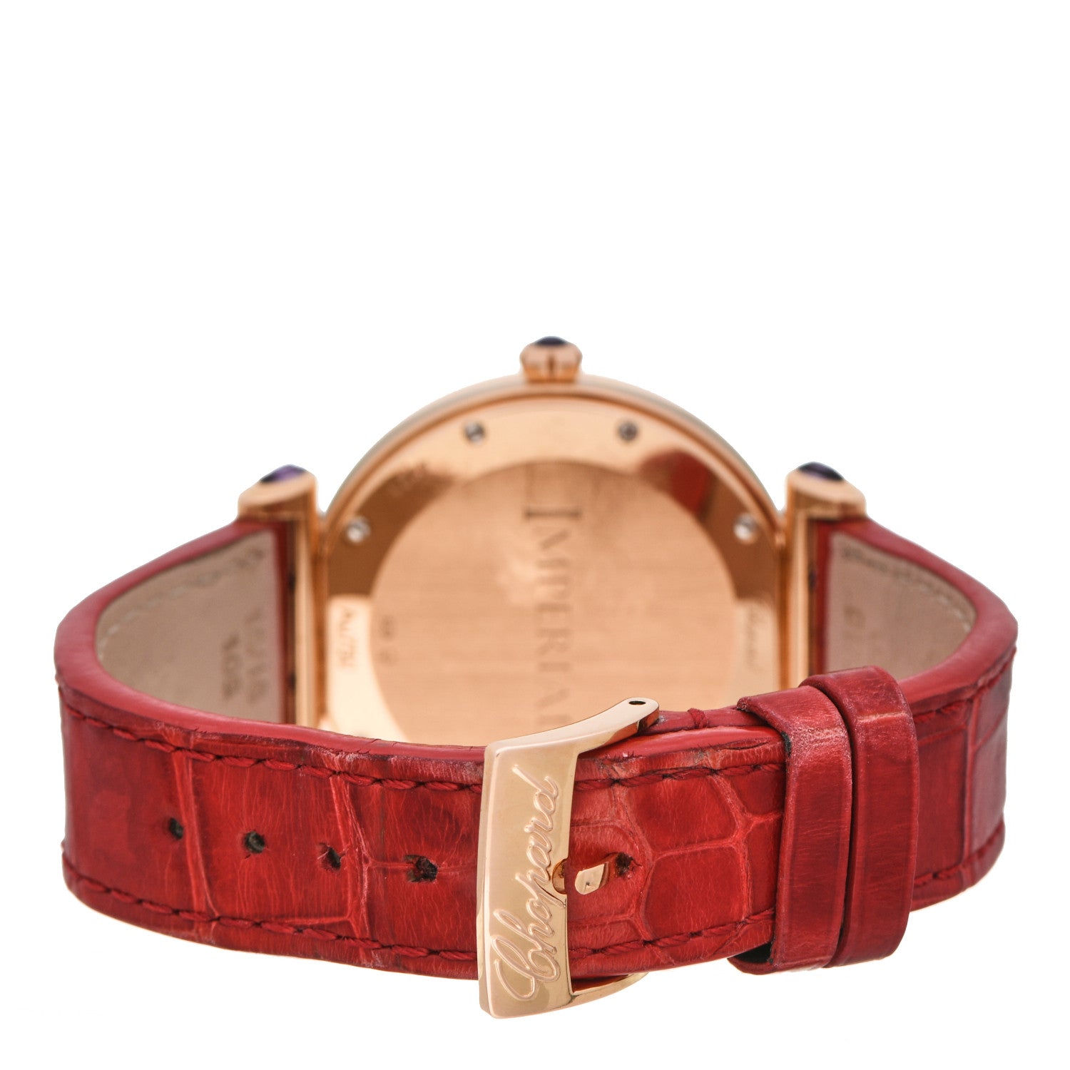 Chopard 18K Rose Gold Alligator Diamond Bezel Mother of Pearl 36mm Imperiale Quartz Watch 3 of 8