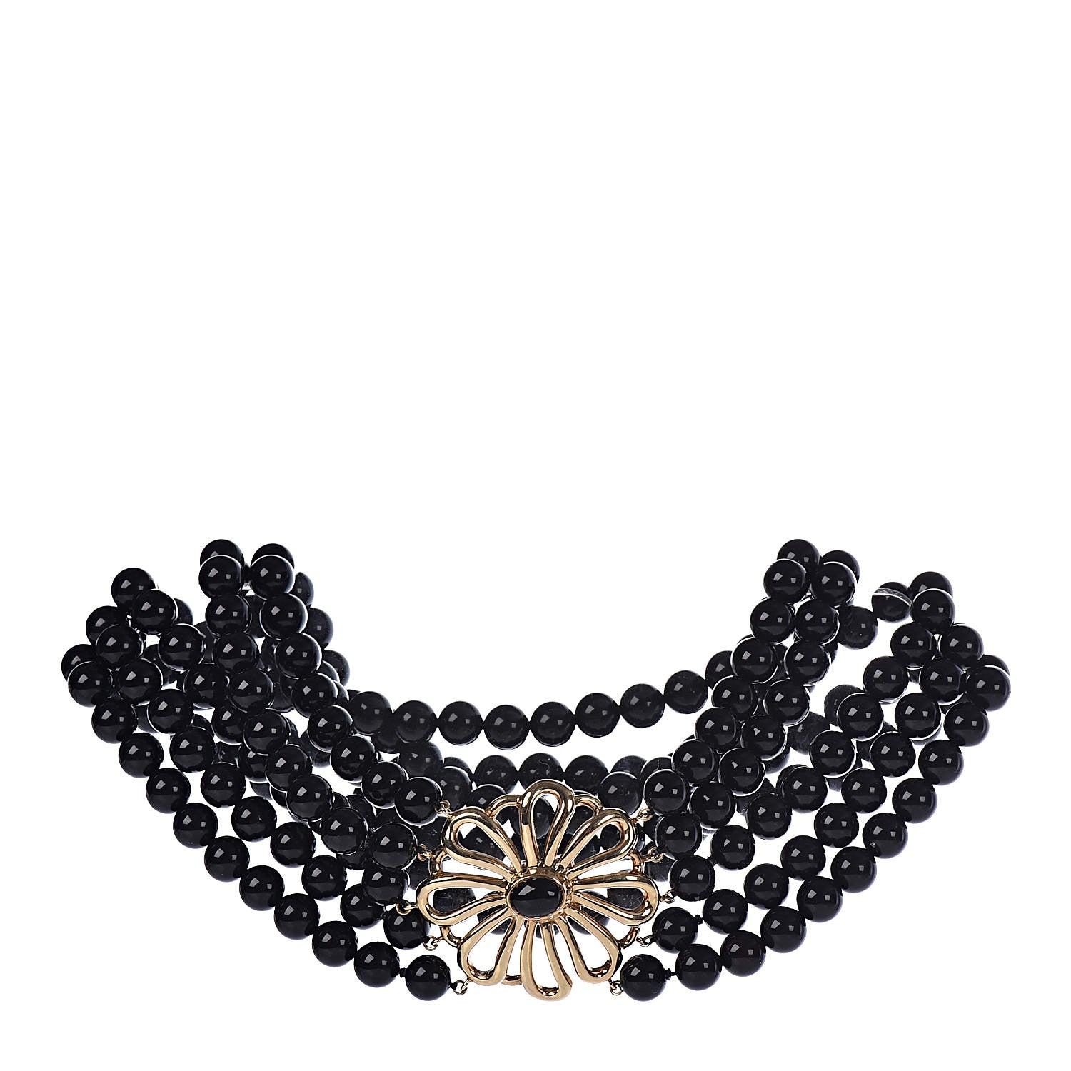 Tiffany 18K Yellow Gold Black Onyx Paloma Picasso Perennials Daisy Clasp Choker Necklace 1 of 3