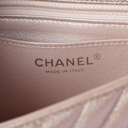 Chanel Iridescent Caviar Chevron Quilted Mini Rectangular Flap Light Gold 6 of 13