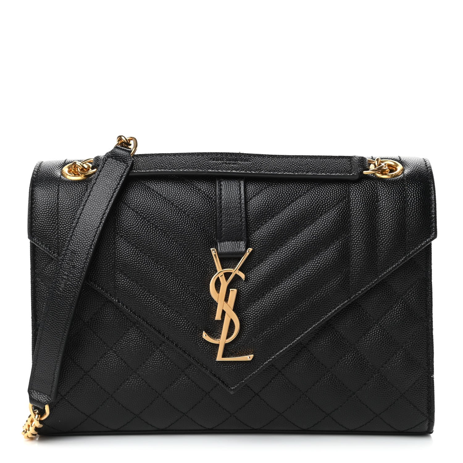 Saint Laurent Grain De Poudre Textured Mixed Matelasse Triquilt Medium Monogram Satchel Black 1 of 4