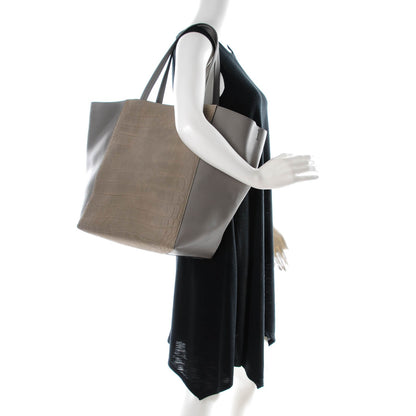 Celine Crocodile Embossed Calfskin Medium Horizontal Cabas Phantom Grey 2 of 8