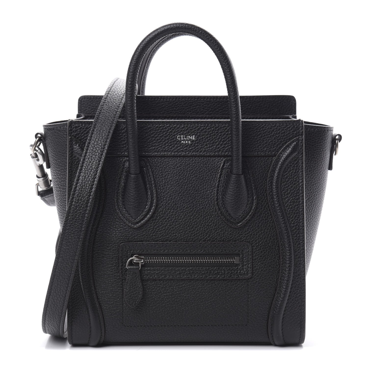 Celine Drummed Calfskin Nano Luggage Black 1 of 11