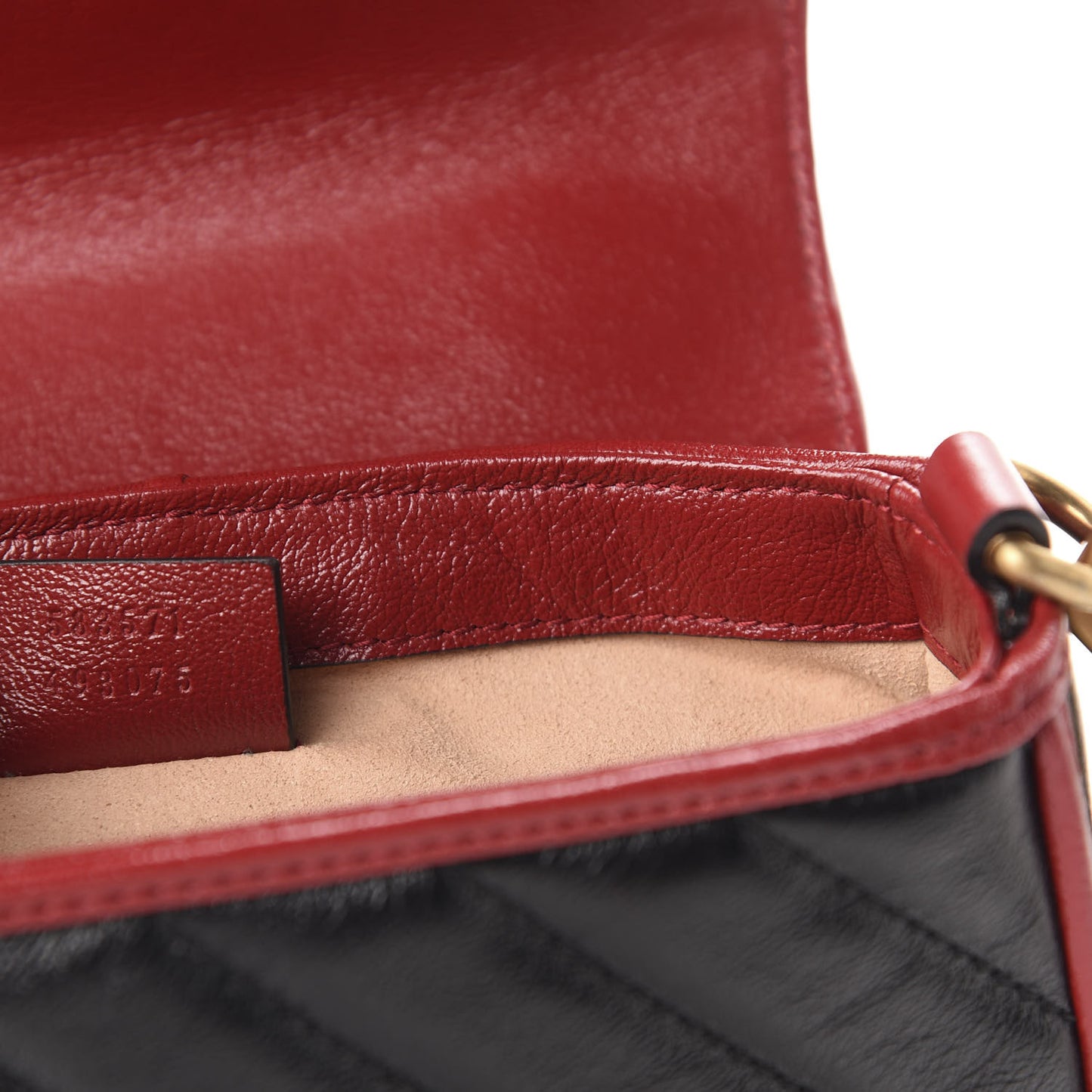 Vintage Effect Calfskin Matelasse Diagonal Mini Torchon GG Marmont Top Handle Shoulder Bag Black Romantic Cherry