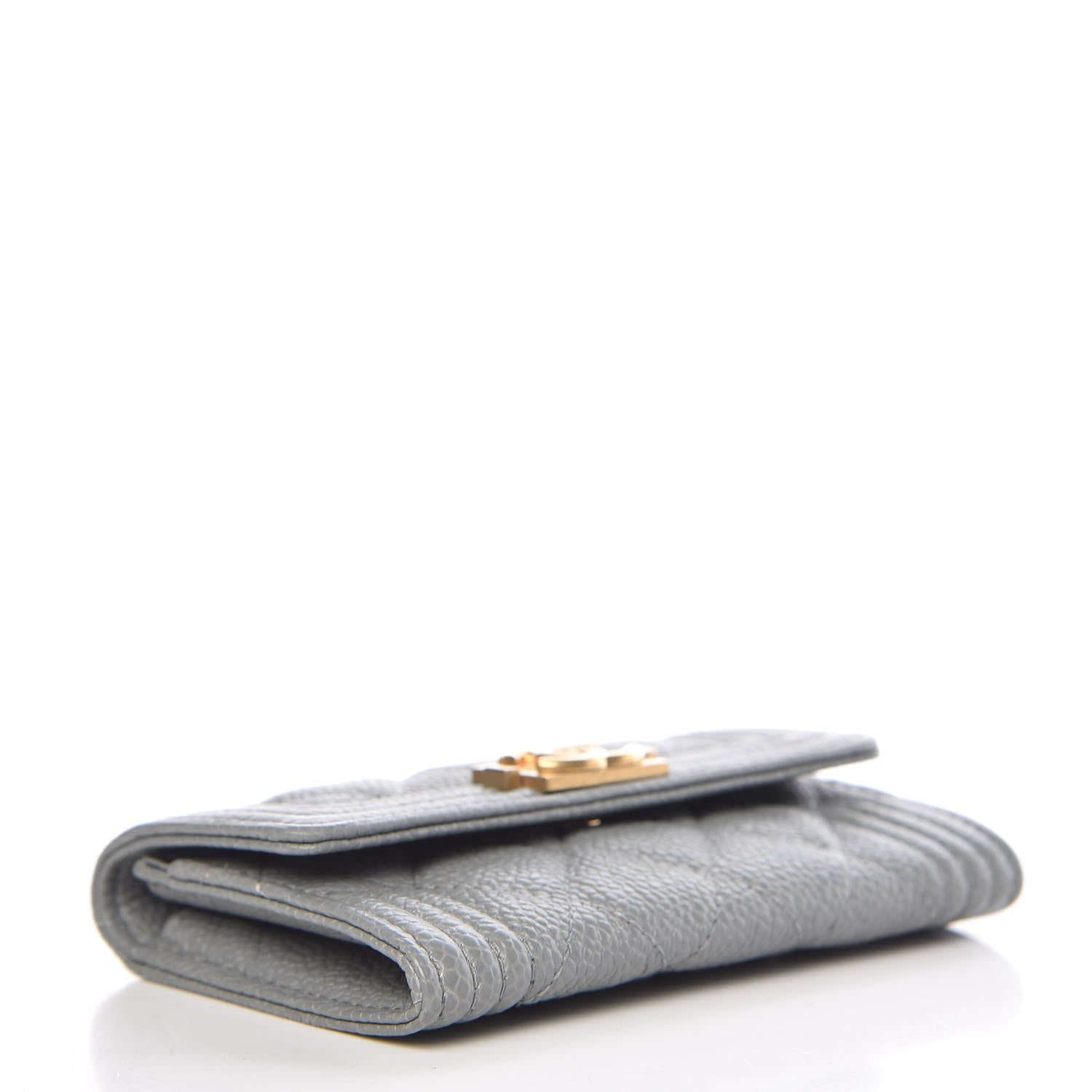 Chanel Caviar Quilted Boy Flap Card Holder Grey 4 of 9