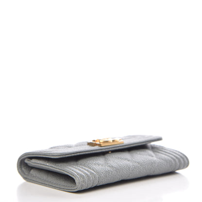 Chanel Caviar Quilted Boy Flap Card Holder Grey 4 of 9