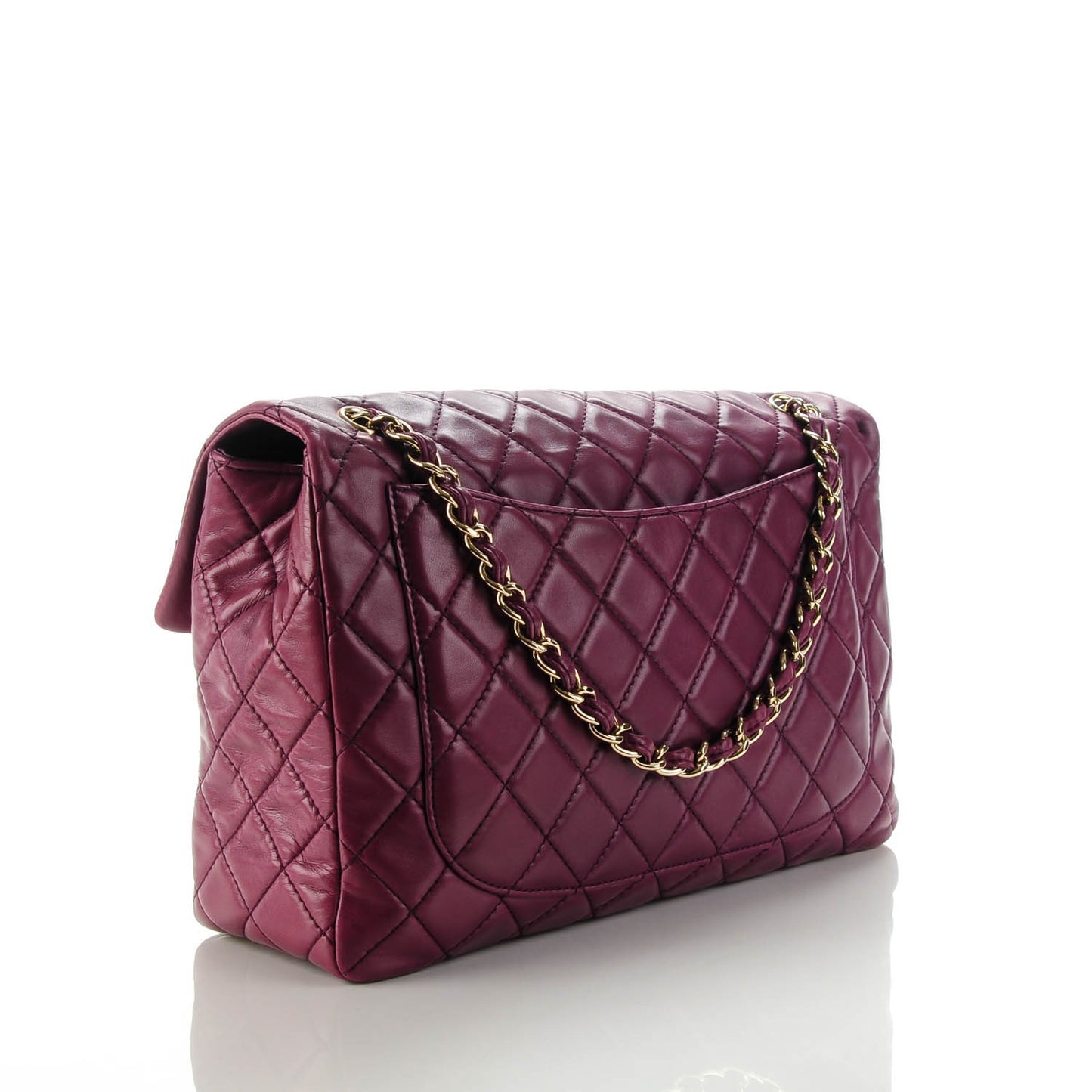 Washed Lambskin Quilted Maxi Single Flap Purple