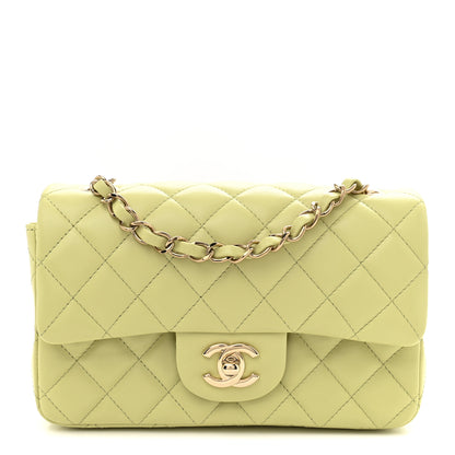 Chanel Lambskin Quilted Mini Rectangular Flap Light Green 1 of 11