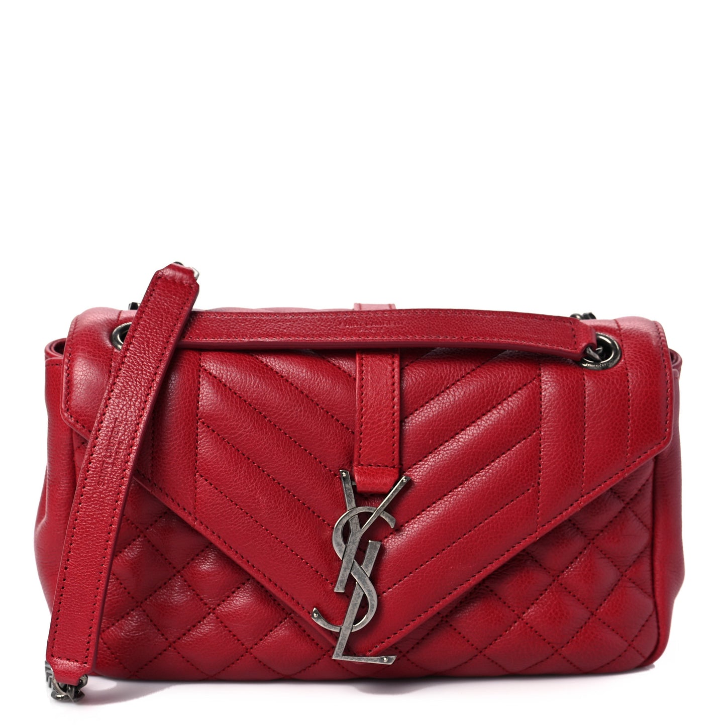 Sheepskin Tri-Quilt Monogram Medium Soft Envelope Bag Red