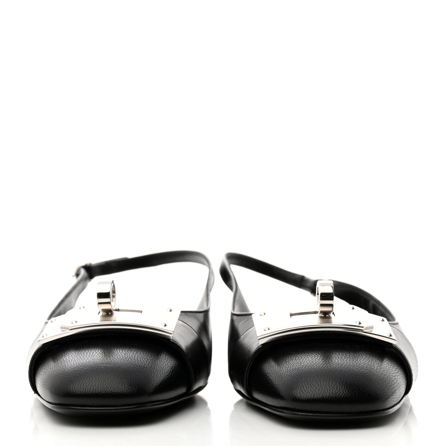 Hermes Goatskin Innocente Slingback Mules 39 Black 2 of 9