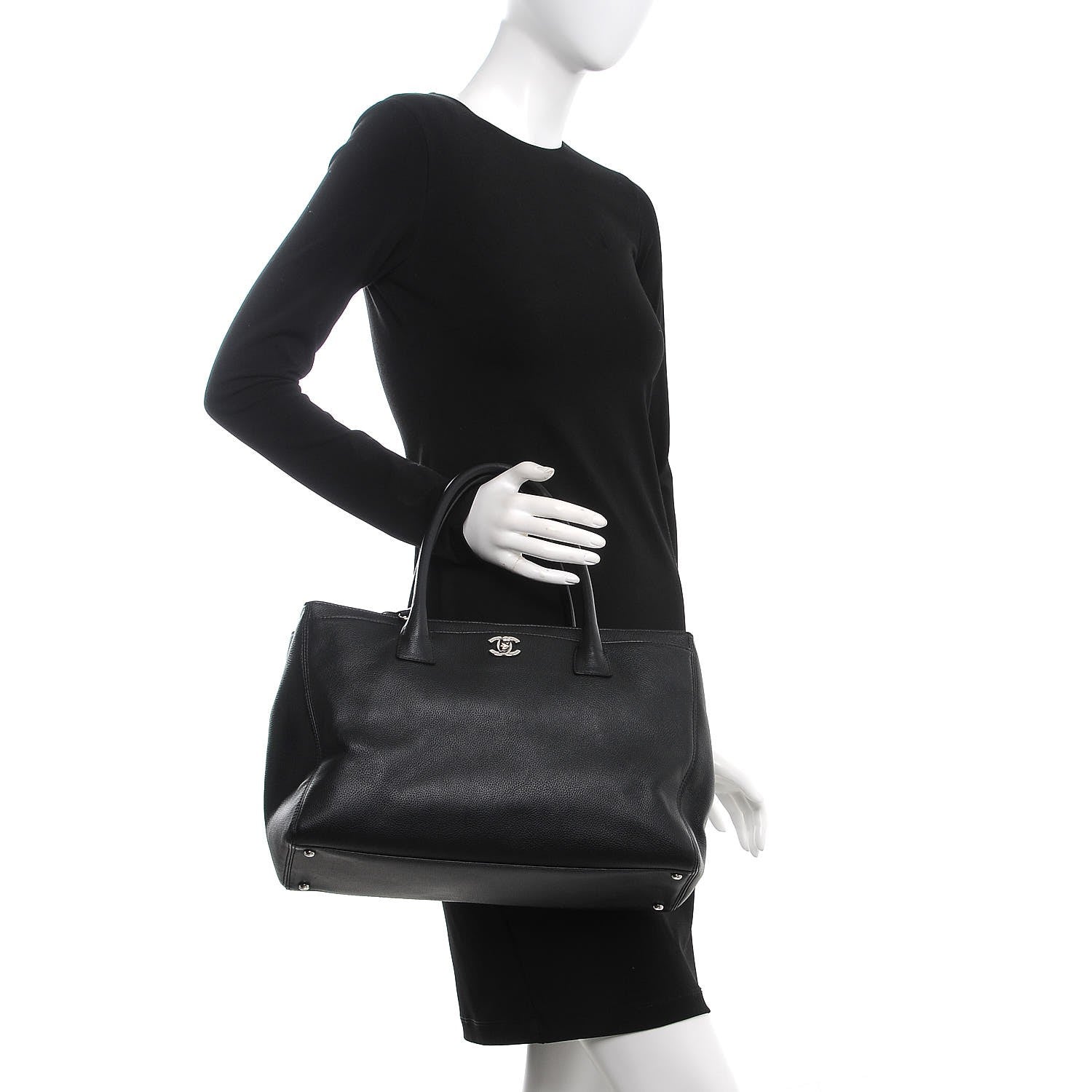Chanel Calfskin Cerf Executive Shopper Tote Black 3 of 8