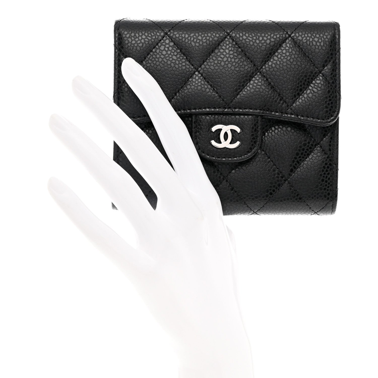 Chanel Caviar Quilted Compact Flap Wallet Black 2 of 9
