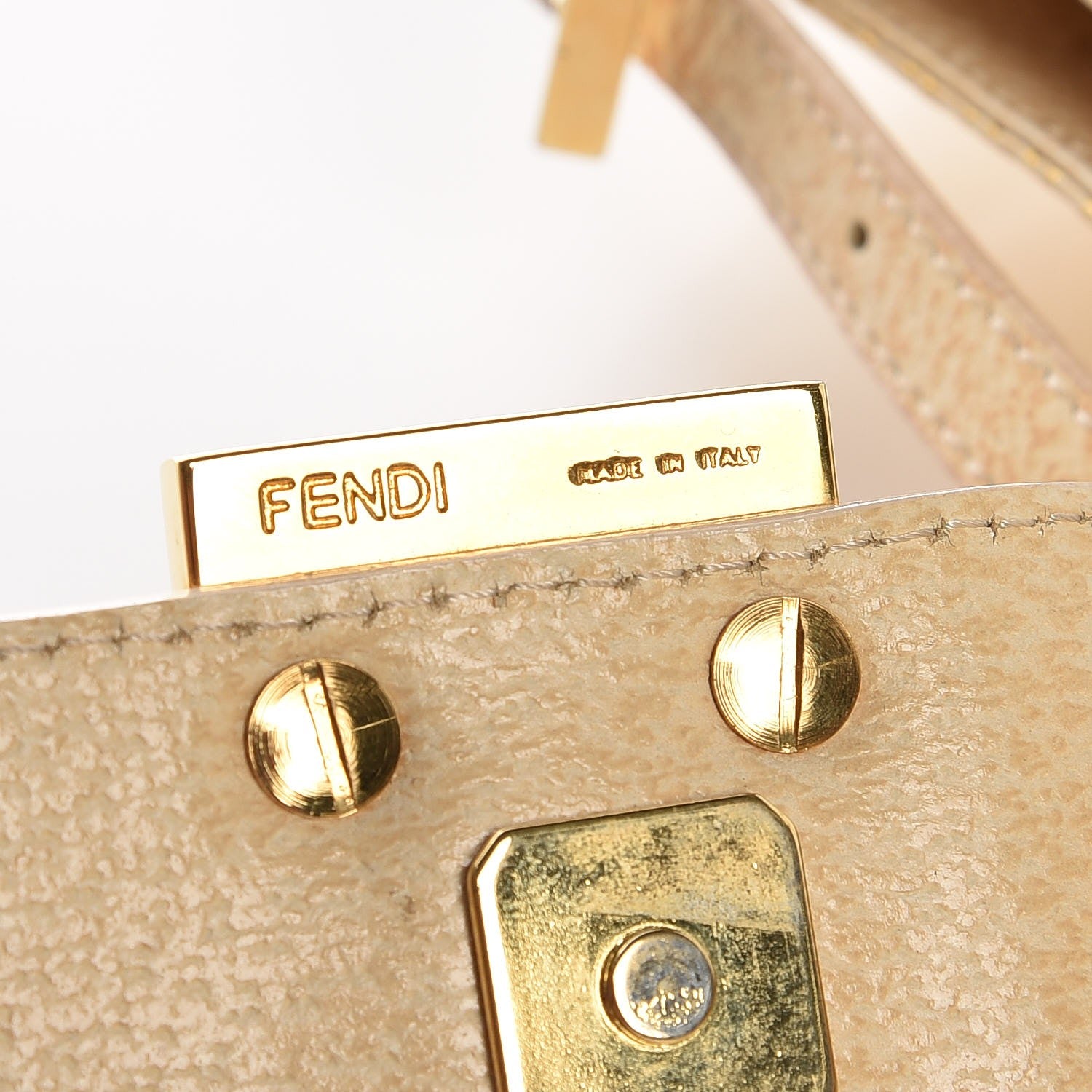 Fendi Metallic Calfskin Printed Mini Baguette Gold 8 of 8