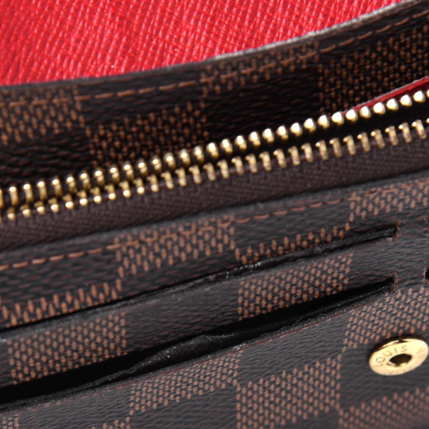 Damier Ebene Emilie Wallet Red