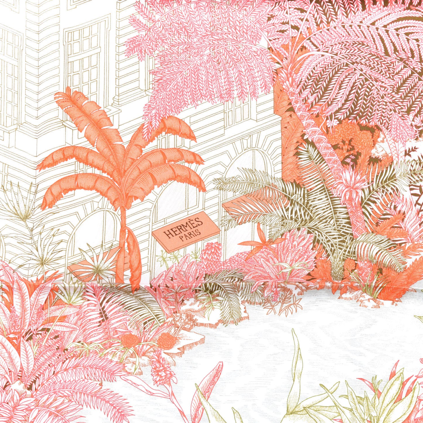 Silk Faubourg Tropical Scarf 90 Orange Kaki Saumon