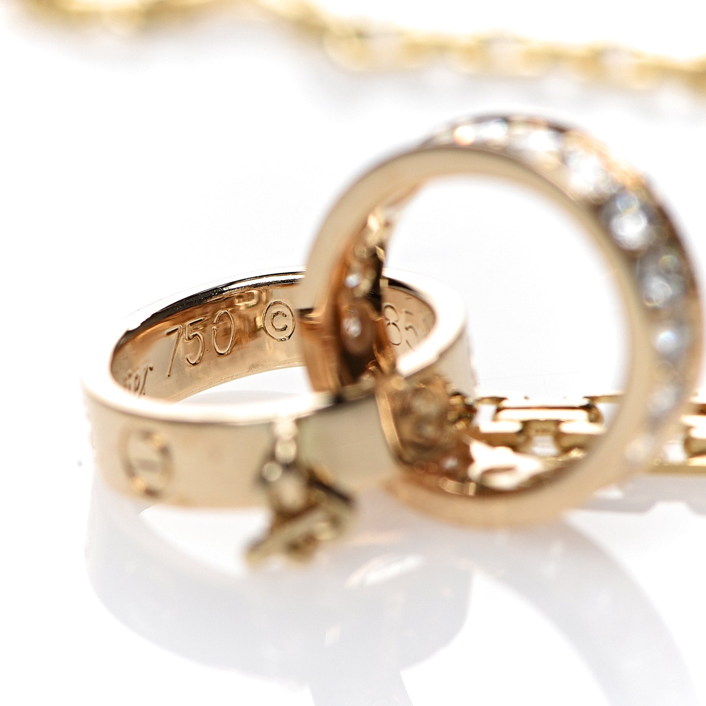 18K Yellow Gold Diamond Interlocking LOVE Necklace
