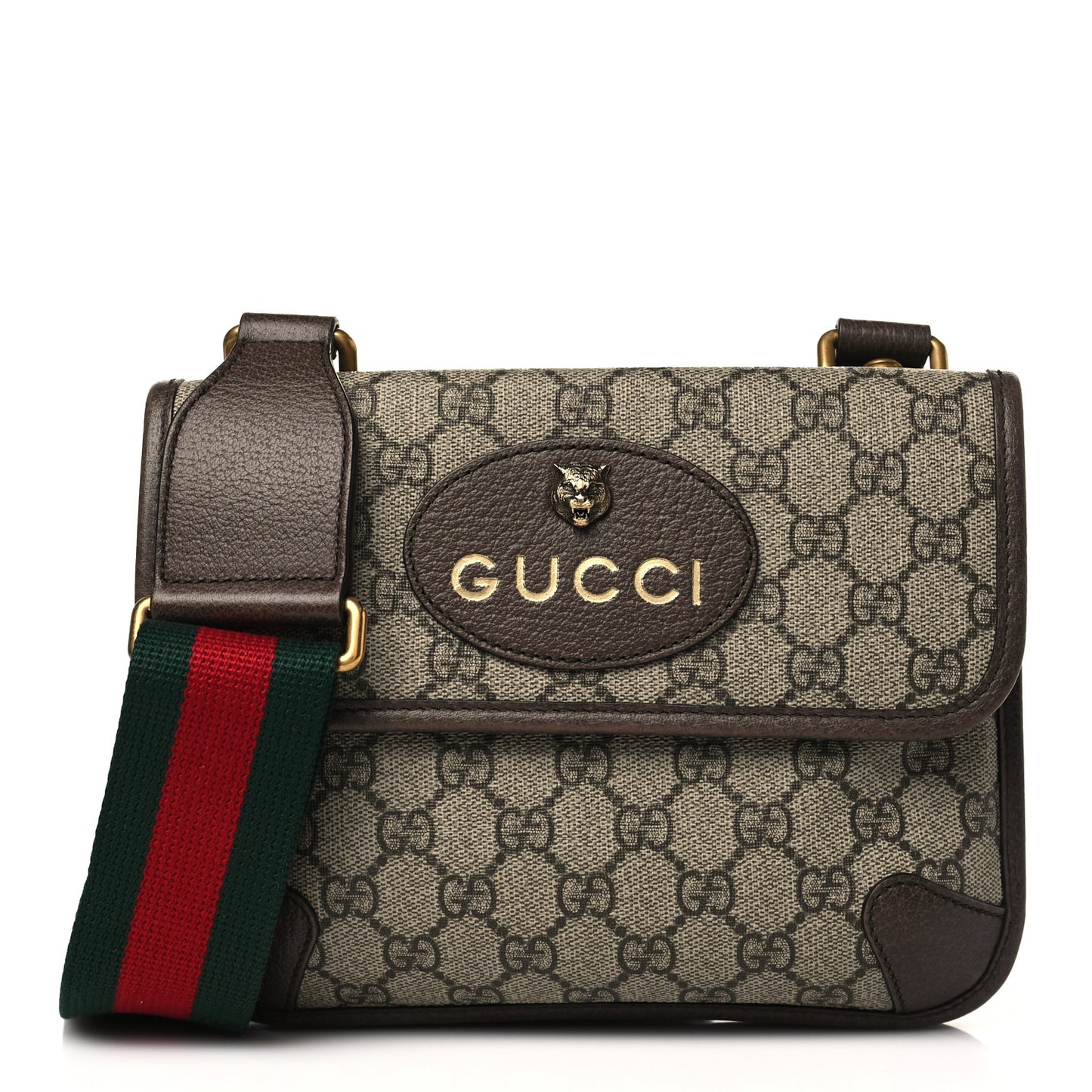 GG Supreme Monogram Web Small Neo Vintage Double Flap Messenger Bag Beige New Acero
