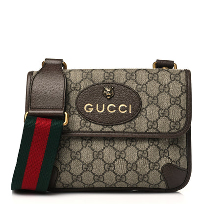 Gucci GG Supreme Monogram Web Small Neo Vintage Double Flap Messenger Bag Beige New Acero 1 of 11
