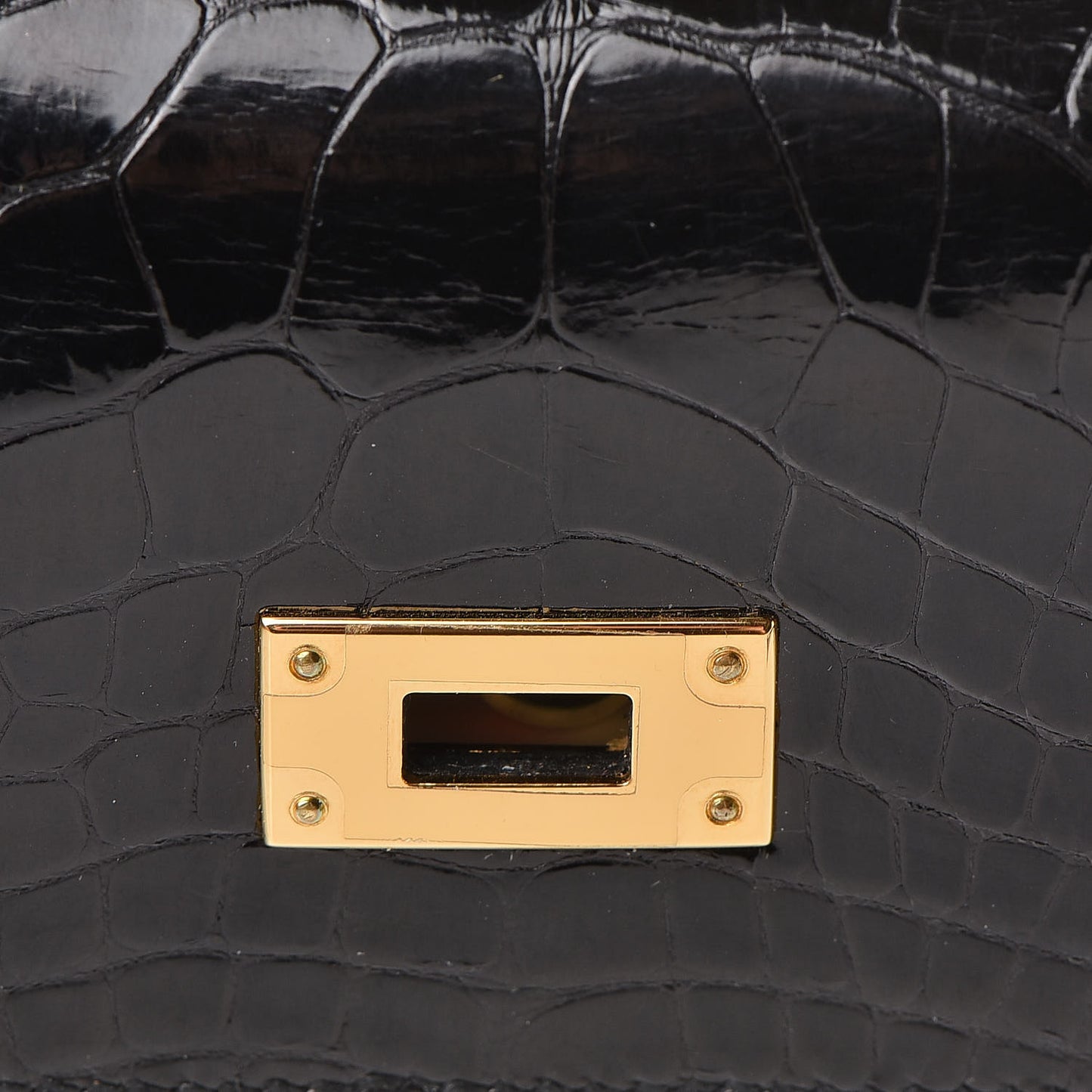 Shiny Alligator Kelly Longue Wallet Black