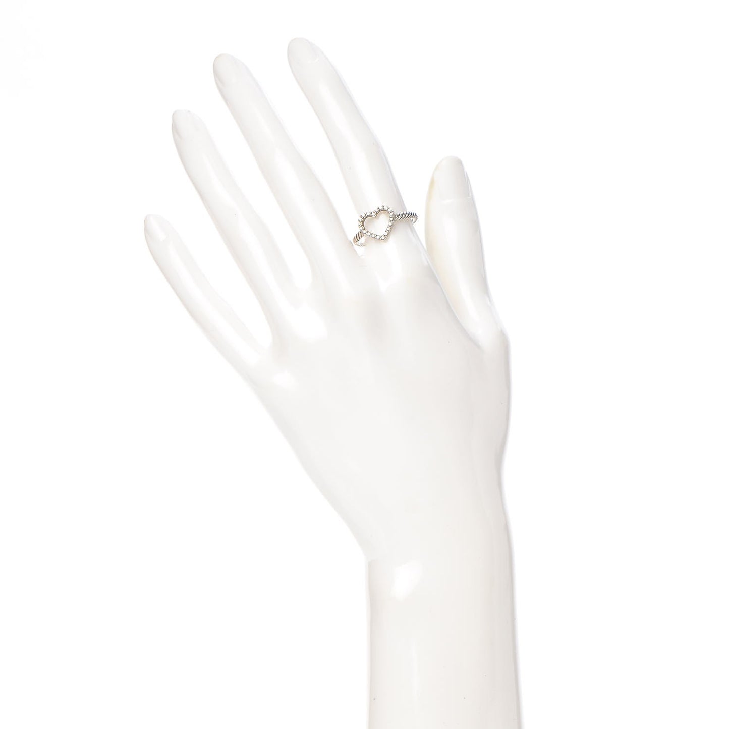 Sterling Silver Diamond 10mm Open Heart Ring 53.1 6.5