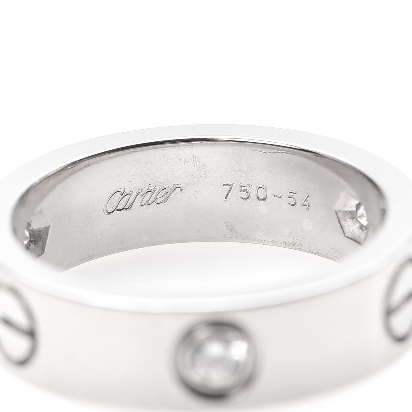 18K White Gold 3 Diamond 5.5mm LOVE Ring 54 7