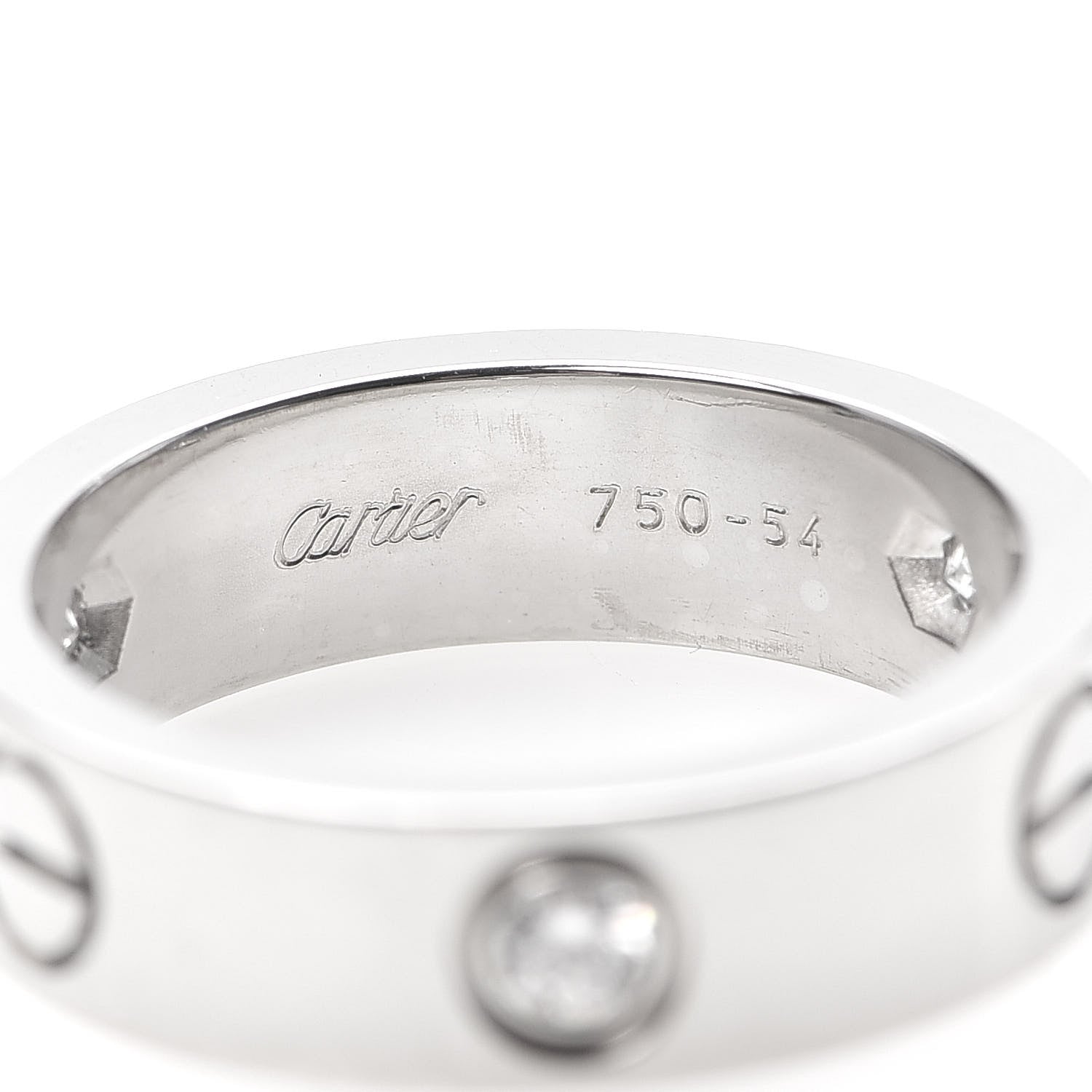 Cartier 18K White Gold 3 Diamond 5.5mm LOVE Ring 54 7 4 of 5