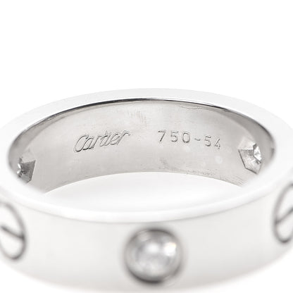 Cartier 18K White Gold 3 Diamond 5.5mm LOVE Ring 54 7 4 of 5