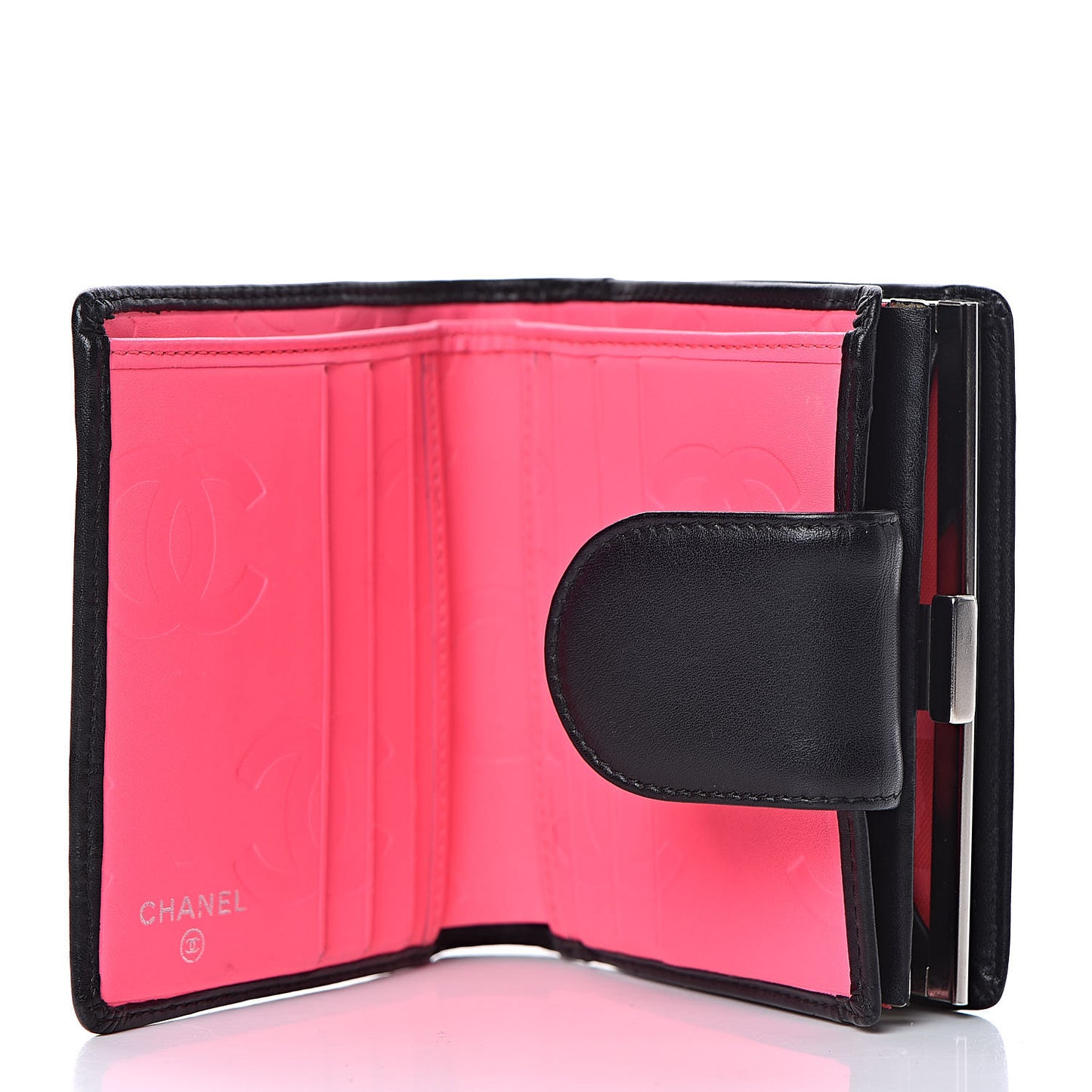 Calfskin Quilted Cambon Bi-Fold Wallet Black