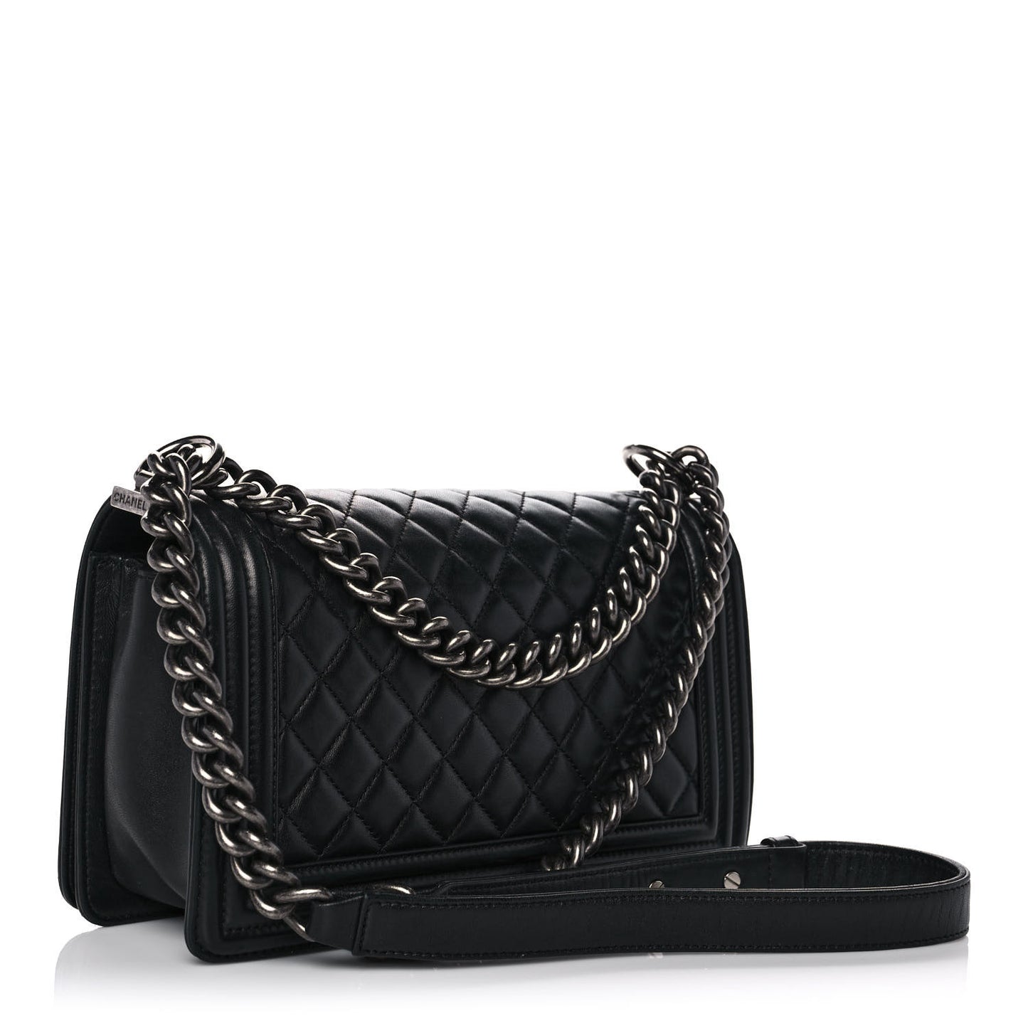 Lambskin Quilted Medium Boy Flap Black