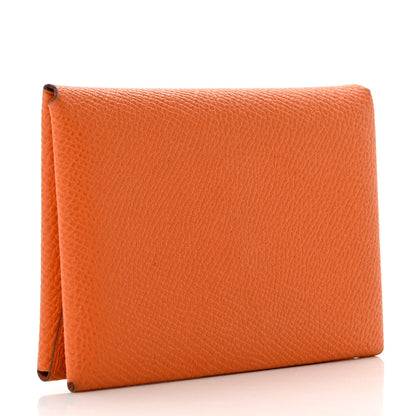 Hermes Epsom Calvi Duo Card Case Orange 3 of 9