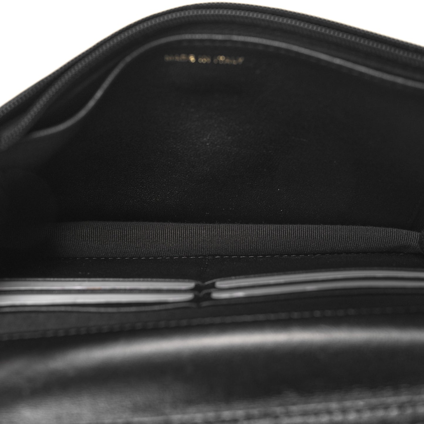 Shiny Lambskin Quilted Golden Links Wallet On Chain WOC Black