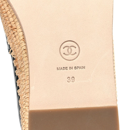 Chanel Lambskin Grosgrain Espadrilles 39 Navy Black 7 of 10