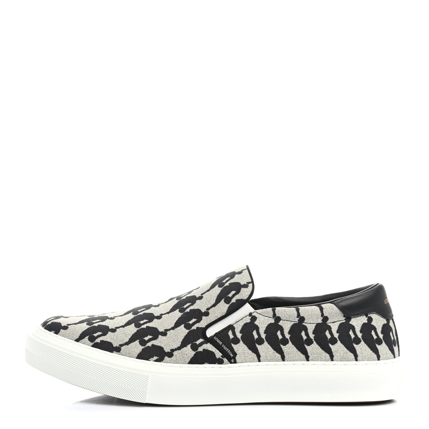 Louis Vuitton X NBA Canvas Logo Trocadero Slip On Sneakers 11 Black White 1 of 9