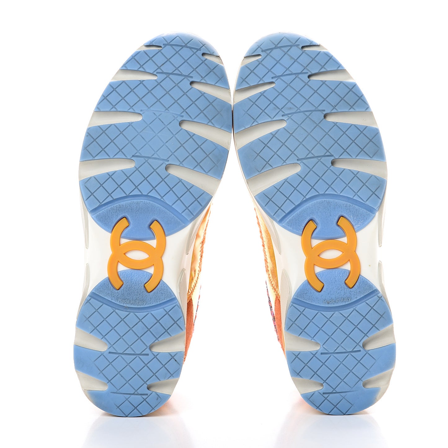 Tweed Lambskin Tennis Sneakers 36 Orange