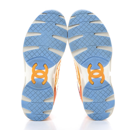 Chanel Tweed Lambskin Tennis Sneakers 36 Orange 5 of 9