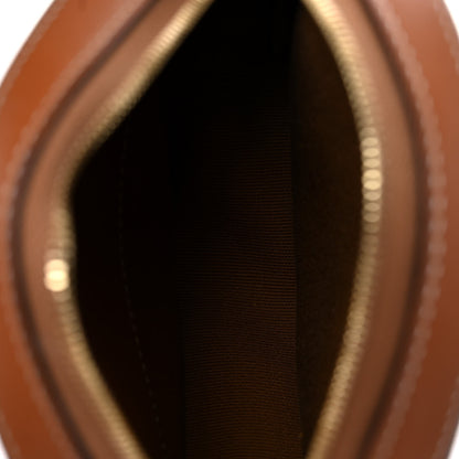 Celine Lambskin Triomphe Canvas Round Purse On Strap Black Tan 5 of 10