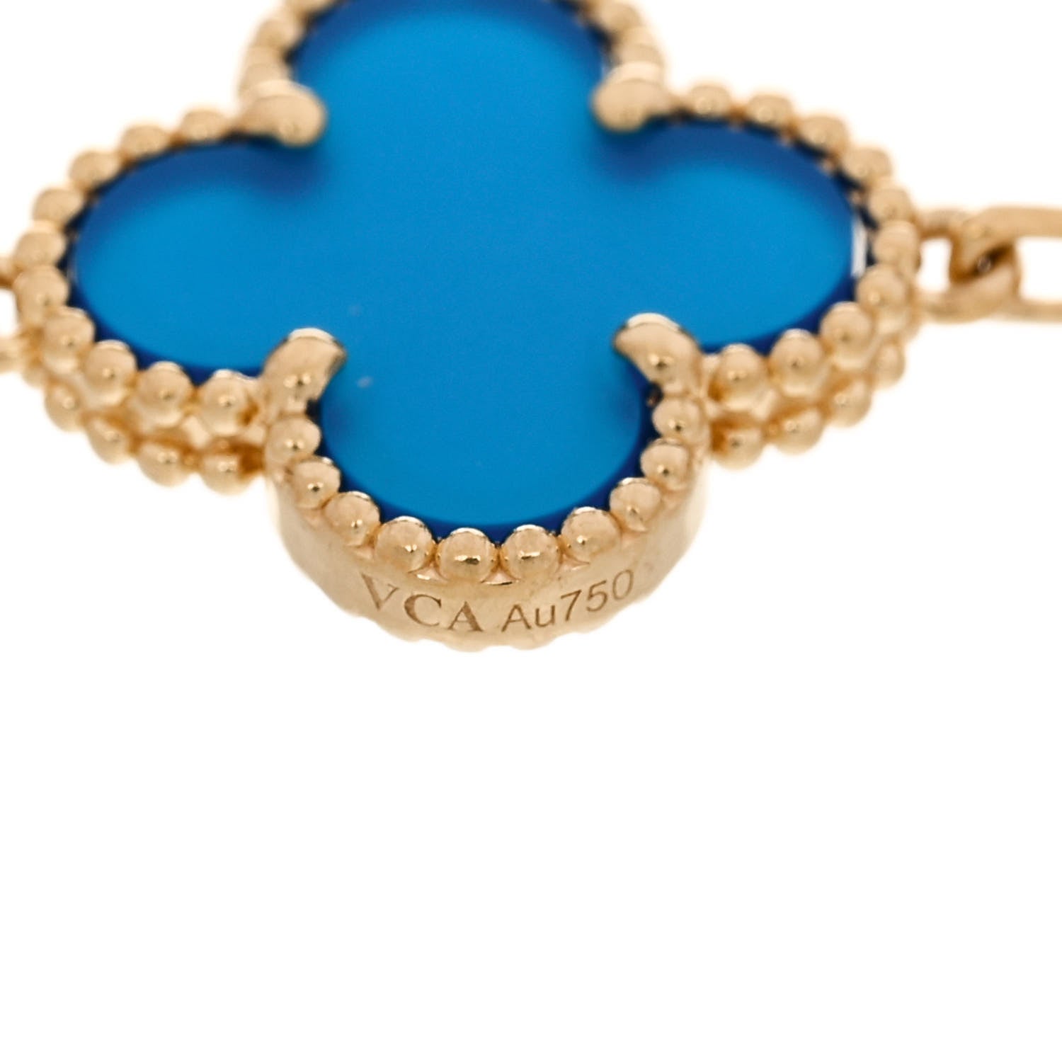 Van Cleef & Arpels 18K Yellow Gold Blue Agate 5 Motifs Vintage Alhambra Bracelet 3 of 5