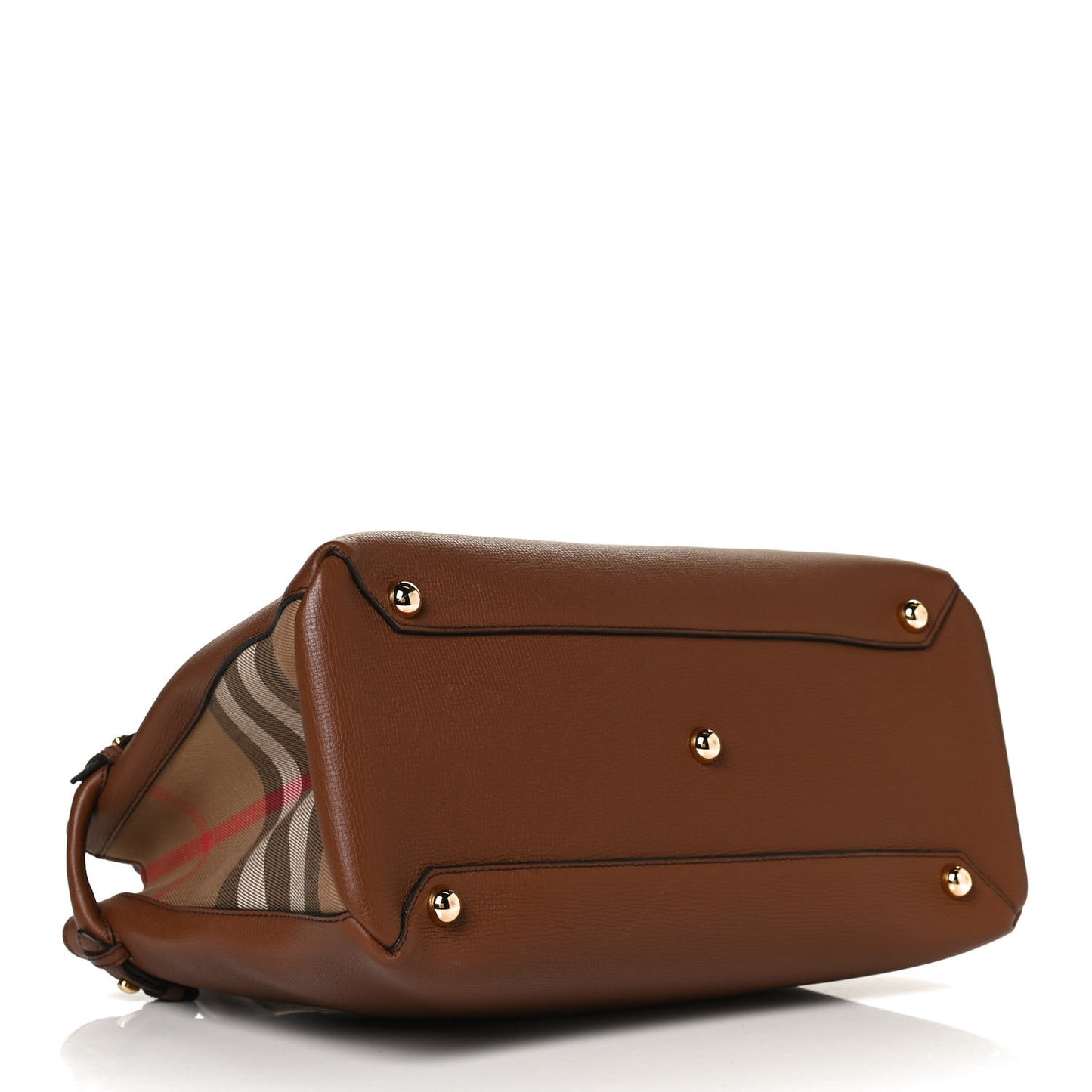 Grainy Calfskin House Check Medium Banner Tote Tan