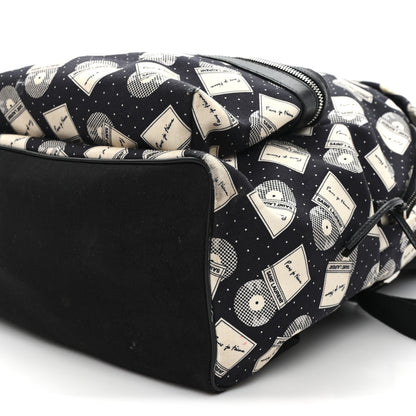 Saint Laurent Canvas Record Print City Backpack Black White 9 of 10
