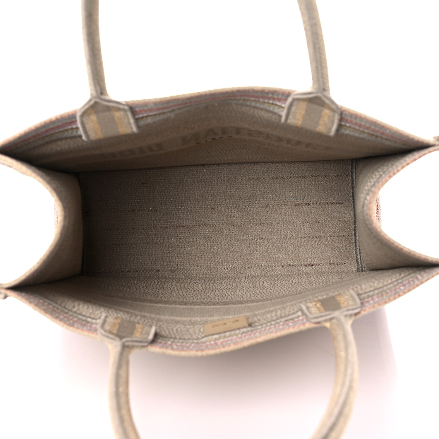 Christian Dior Canvas Embroidered Medium Stripes Book Tote Beige Multicolor 5 of 11