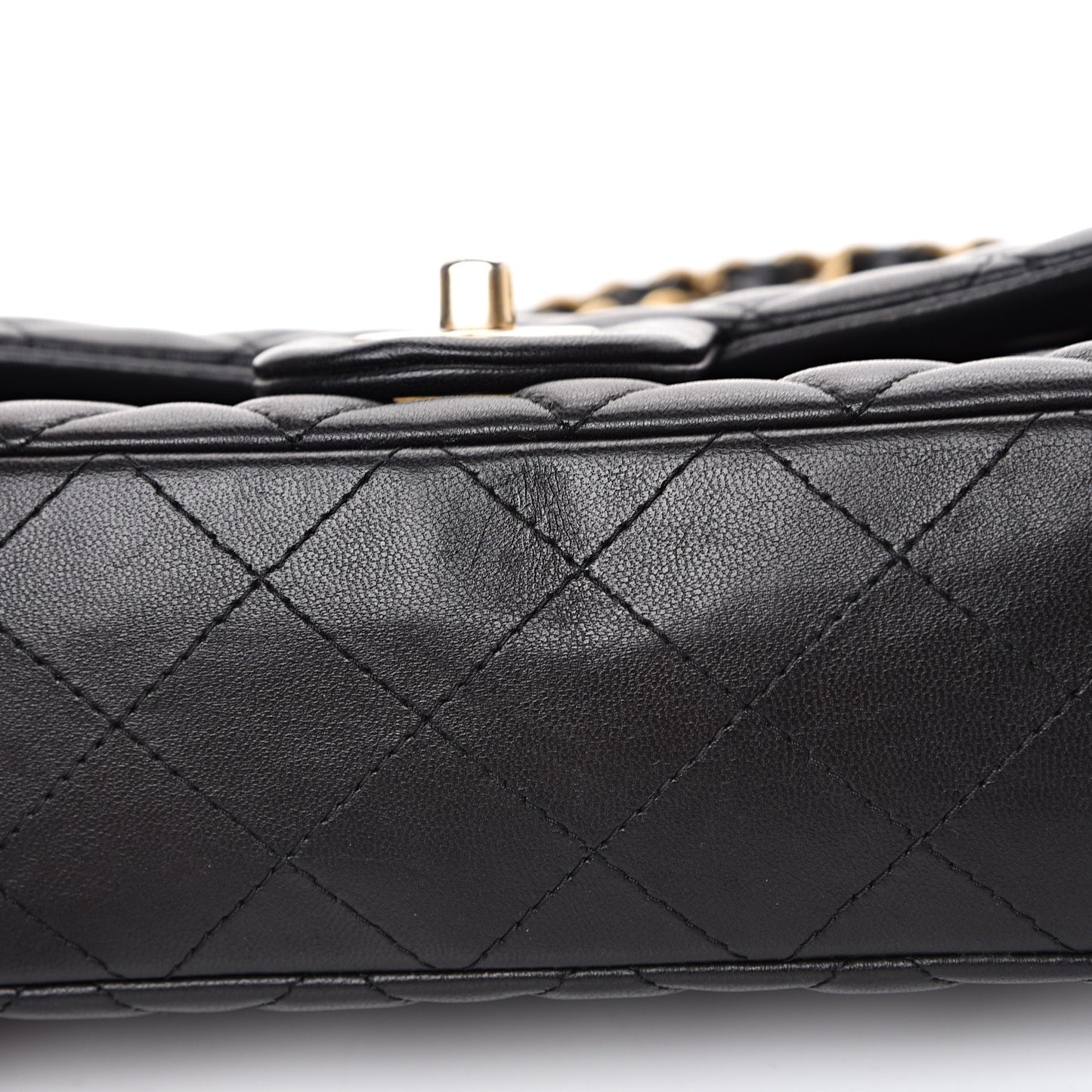 Lambskin Quilted Mini Rectangular Flap Black