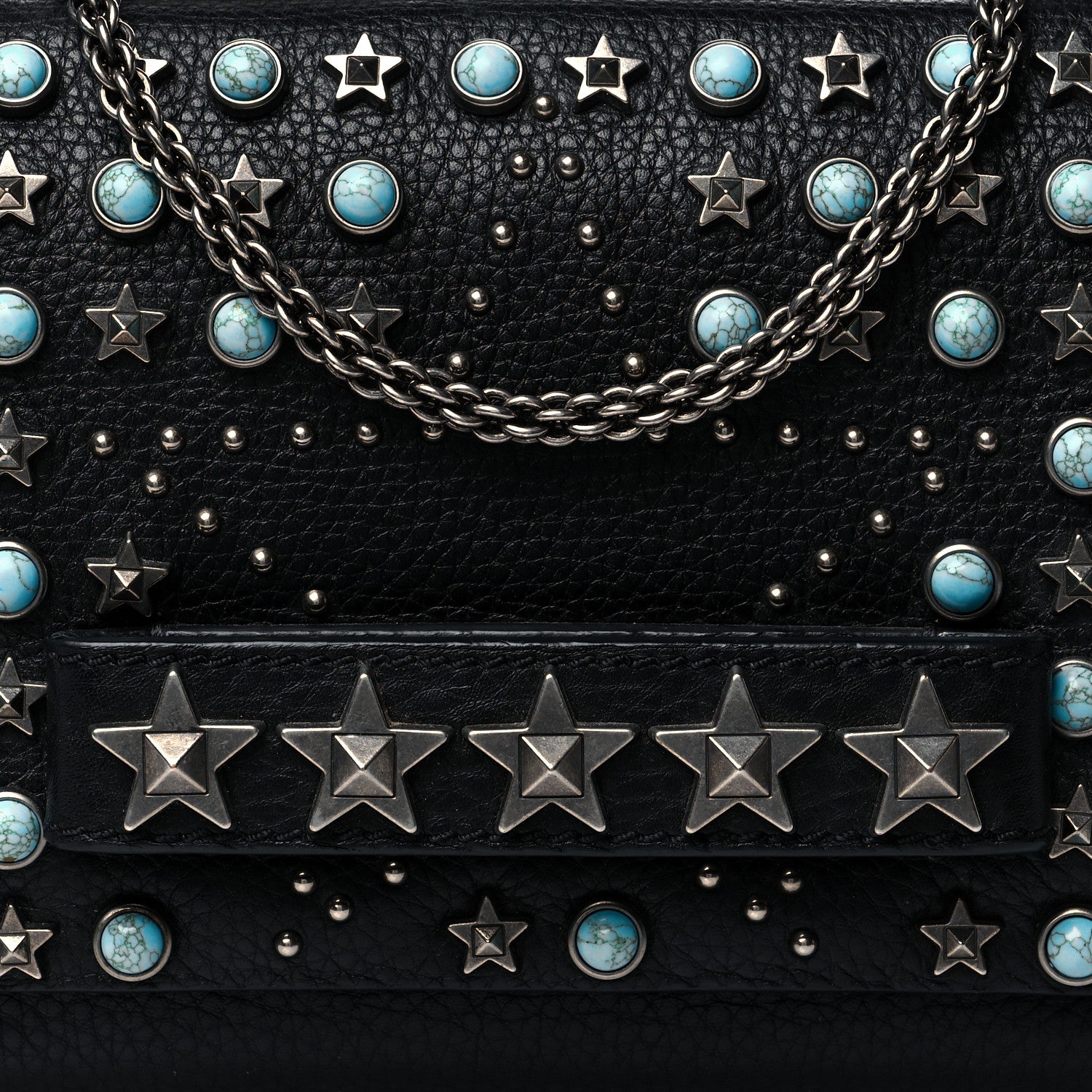 Valentino Garavani Grained Calfskin Rockstud Rolling Studs Va Va Voom Clutch on Chain Black 8 of 10