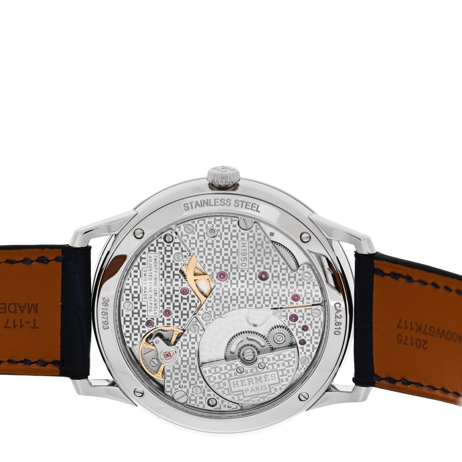 Hermes Stainless Steel Alligator 39.5mm Slim d'Hermes Automatic Watch Bleu Saphir 4 of 5