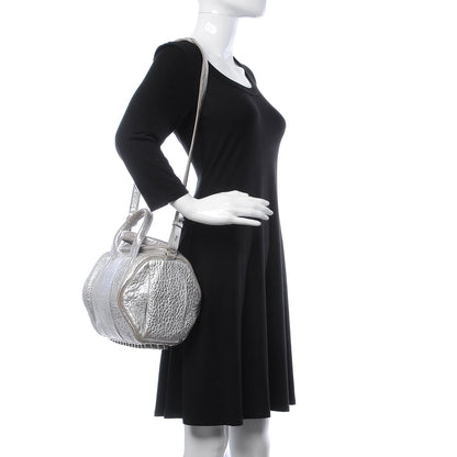 Alexander Wang Metallic Pebbled Lambskin Rockie Rhodium Silver 3 of 18