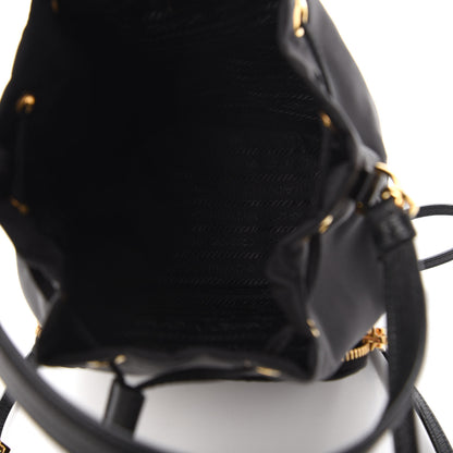 Prada Saffiano Tessuto Nylon Mini Bucket Crossbody Bag Black 5 of 9