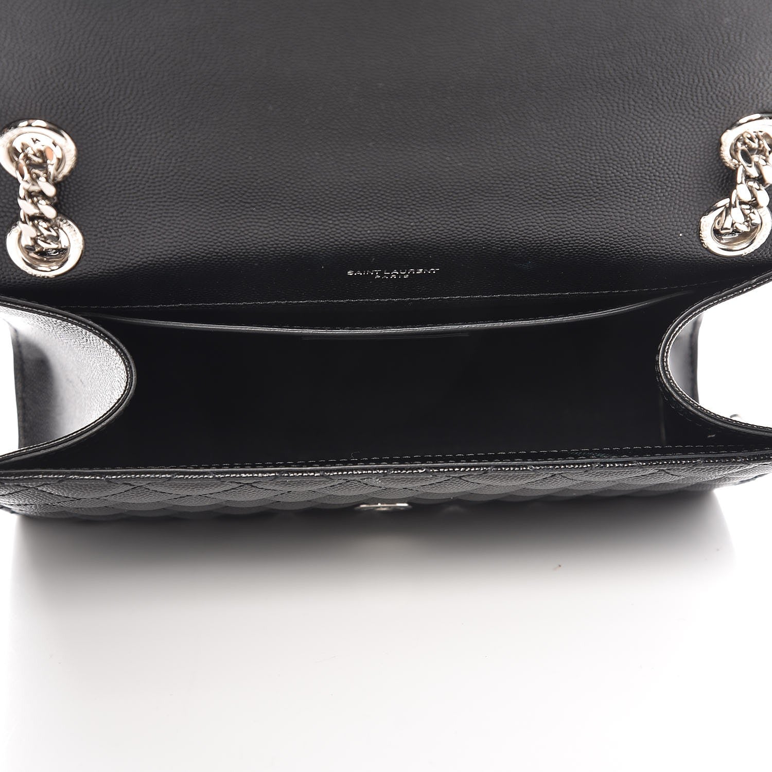 Saint Laurent Grain De Poudre Textured Mixed Matelasse Triquilt Medium Monogram Satchel Black 6 of 8