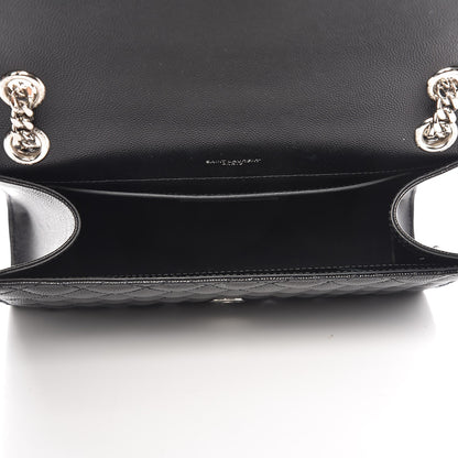 Saint Laurent Grain De Poudre Textured Mixed Matelasse Triquilt Medium Monogram Satchel Black 6 of 8