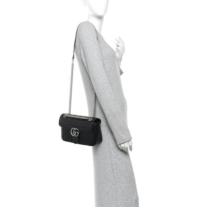 Gucci Calfskin Matelasse Aria Small GG Marmont Shoulder Bag Black 2 of 10