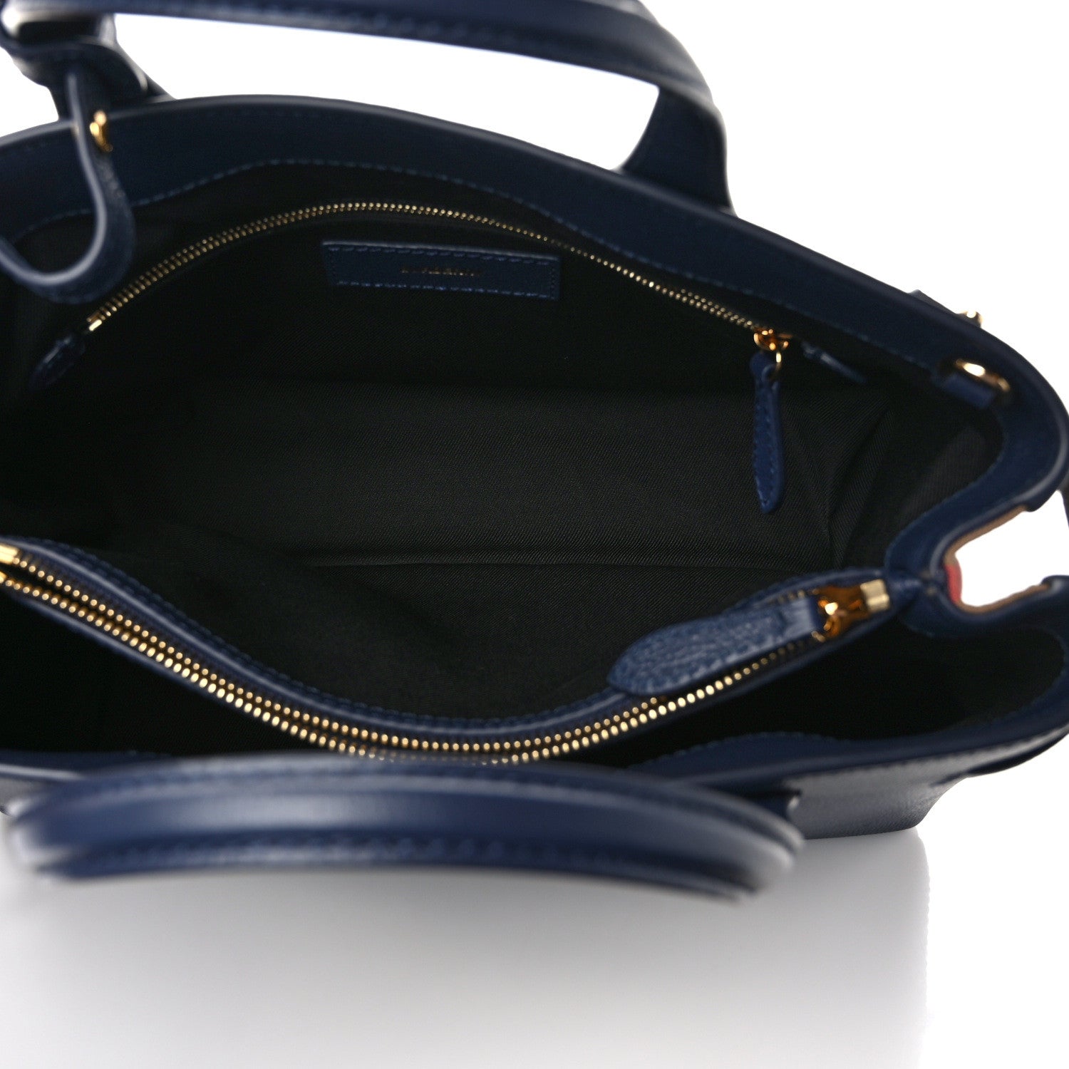 Burberry Grainy Calfskin House Check Small Banner Tote Regency Blue 5 of 10