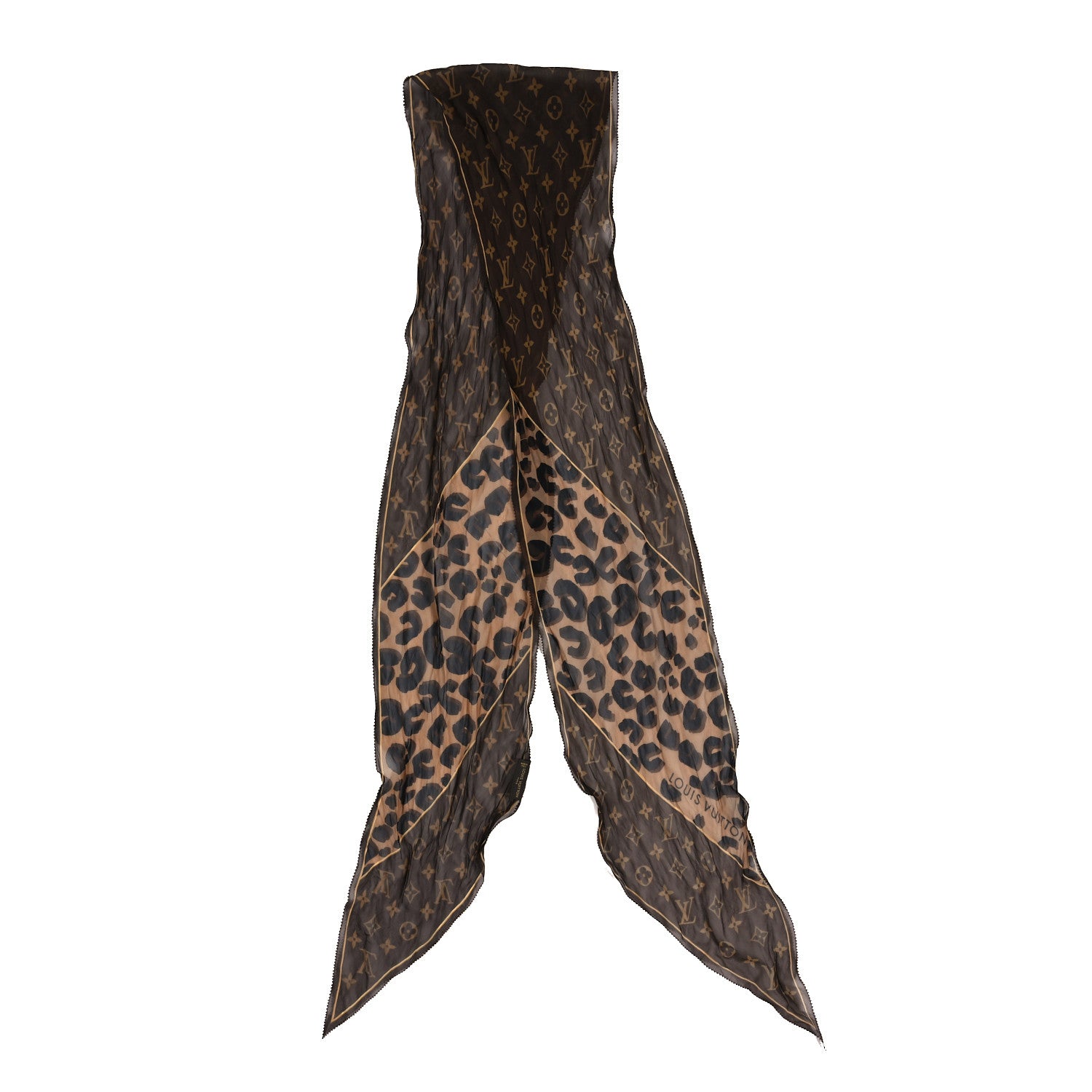 Louis Vuitton Silk Crepe Leopard Monogram Scarf 2 of 3
