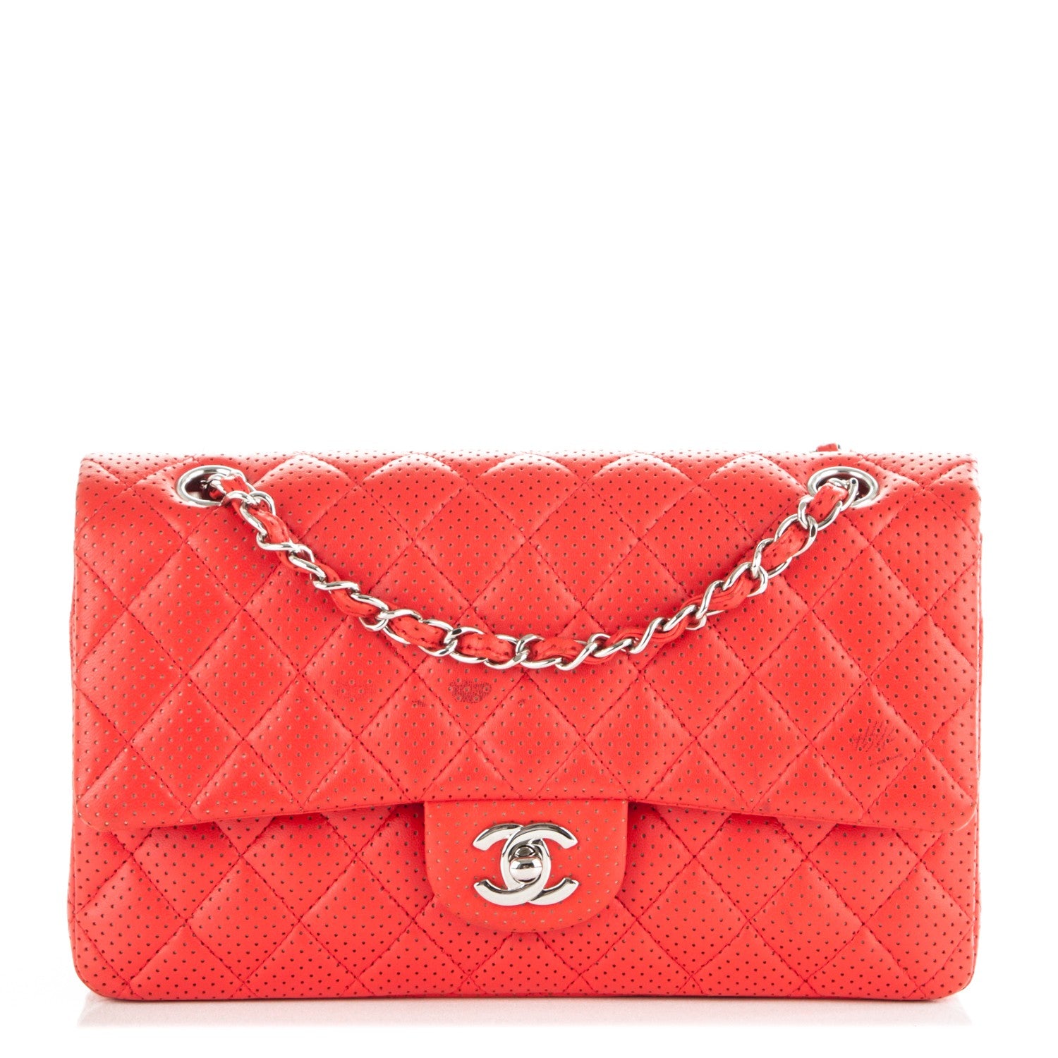 Chanel Lambskin Perforated Medium Double Flap Red 1 of 7